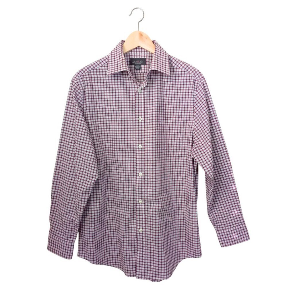 David Taylor Collection Men's Shirt – Long Sleeve Button-Down Plaid, Size S